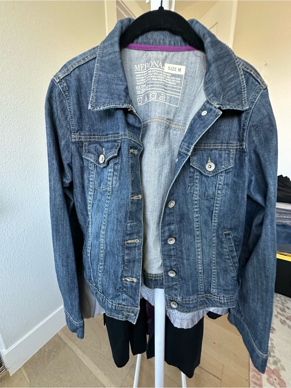 Merona Washed Blue Denim Jacket with Chest Pockets